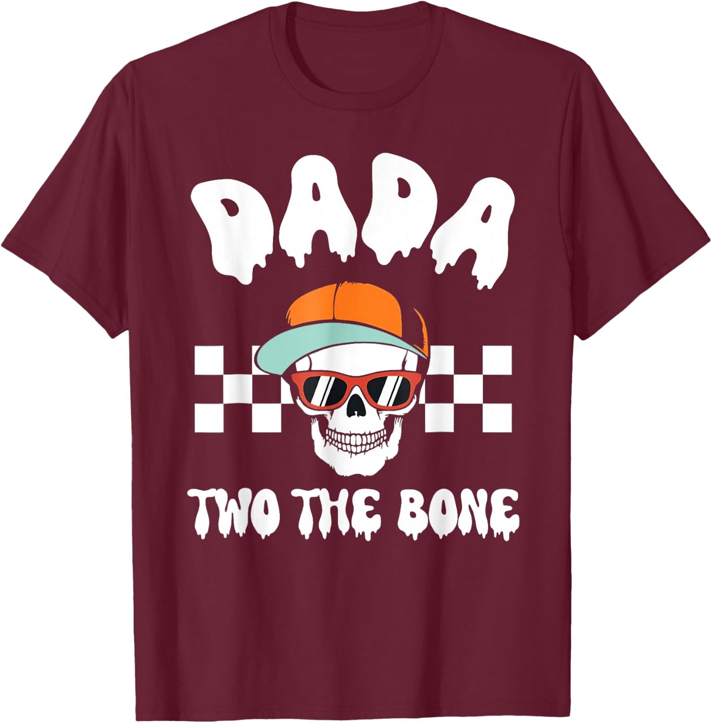 Dada Two The Bone Skeleton Halloween 2nd Birthday Gigi T-Shirt - T-Shirt | Maroon