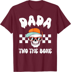 Dada Two The Bone Skeleton Halloween 2nd Birthday Gigi T-Shirt - T-Shirt | Maroon