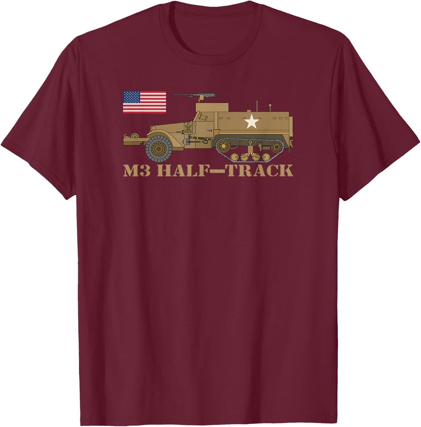 M3 Half-track American WW2 Armored Personnel Carrier T-Shirt - T-Shirt | Maroon