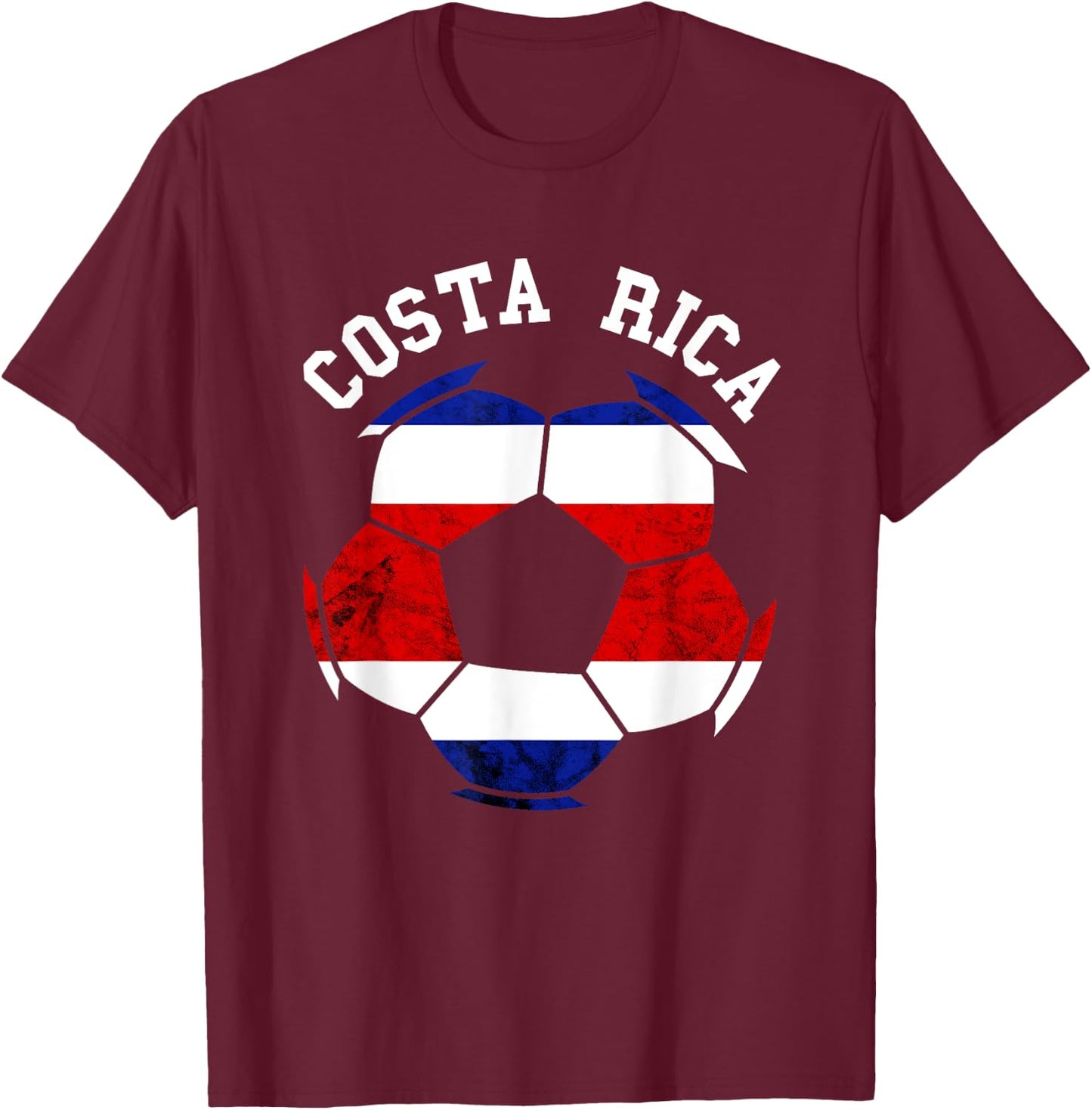 Costa Rica Ball Costa Rican Flag Costa Rica Soccer T-Shirt - T-Shirt | Maroon