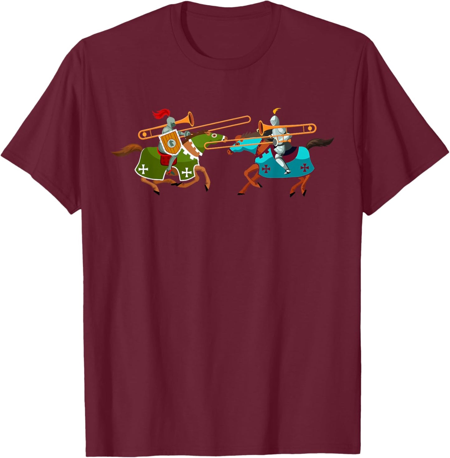 Funny Trombone Fight Trombonist Jazz Music Novelty T-Shirt - T-Shirt | Maroon