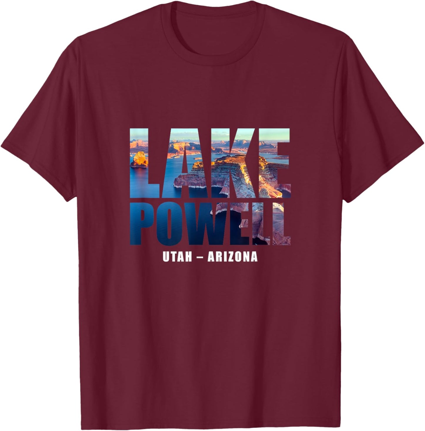 Lake Powell Landscape Inside Bold Letters Travel Souvenir T-Shirt - T-Shirt | Maroon