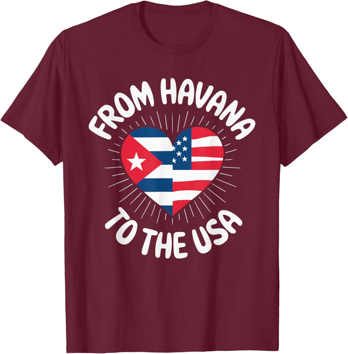 Half Cuban Half American Country USA Flag Cuba America T-Shirt - T-Shirt | Maroon
