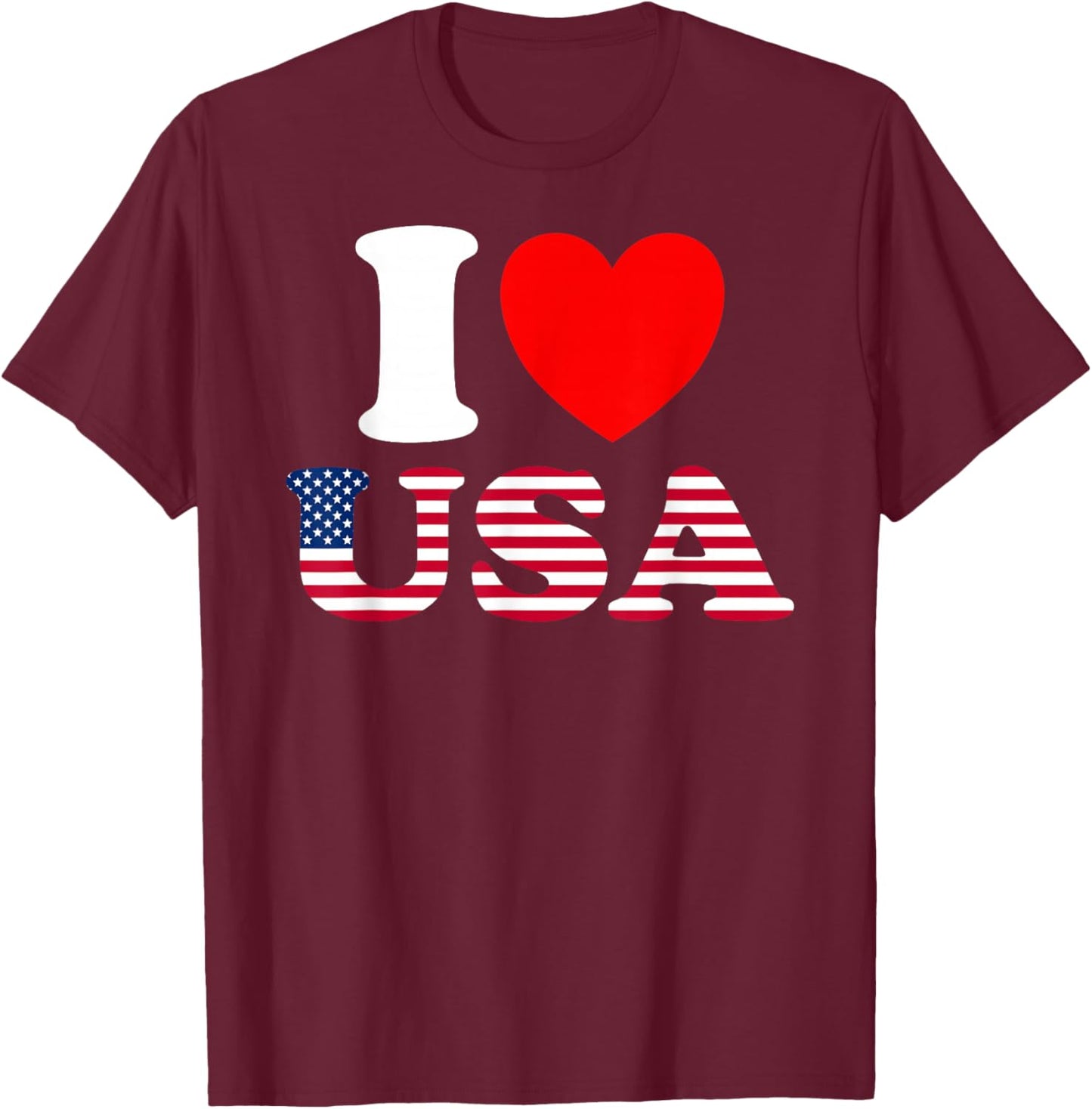 I Heart USA, I Love USA - Fun United States of America T-Shirt - T-Shirt | Maroon