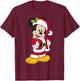 Disney Santa Mickey Mouse Holiday Short Sleeve T-Shirt - T-Shirt | Maroon