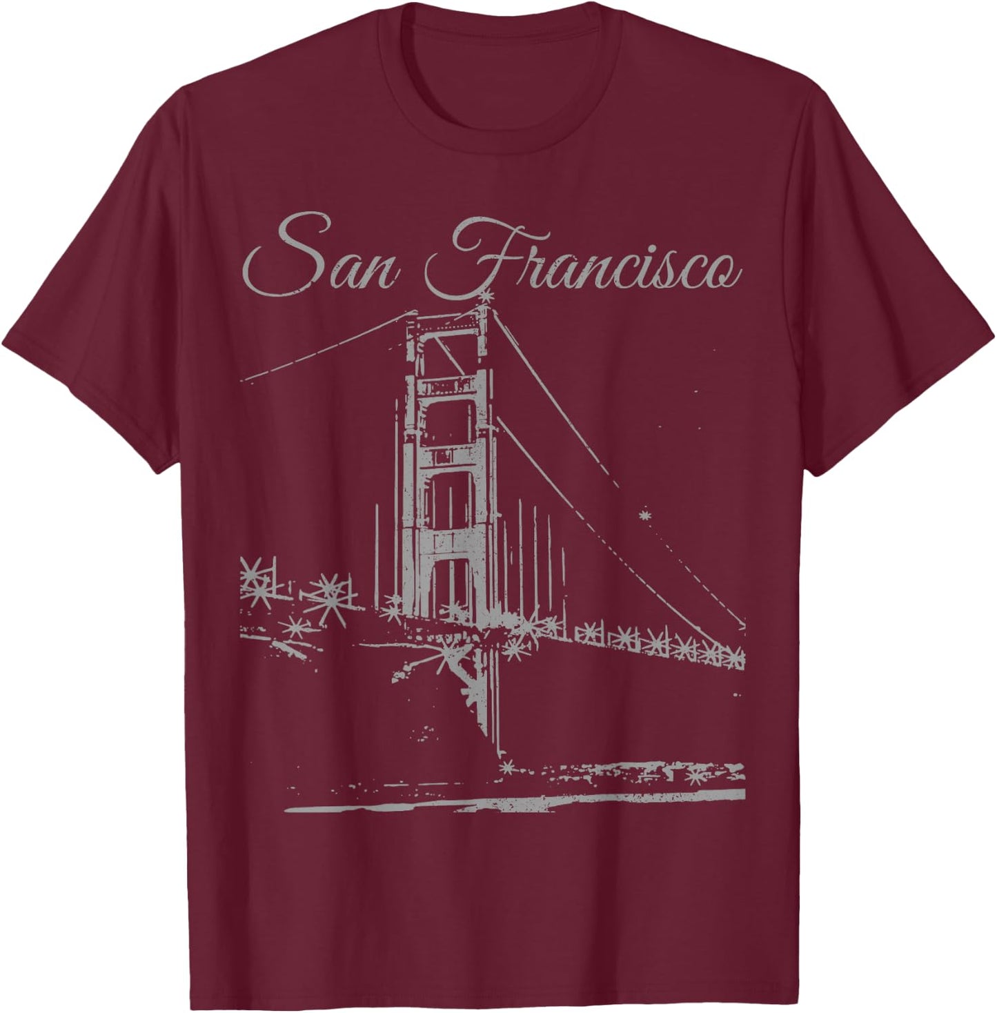 San Francisco Golden Gate Bridge California USA Souvenir T-Shirt - T-Shirt | Maroon