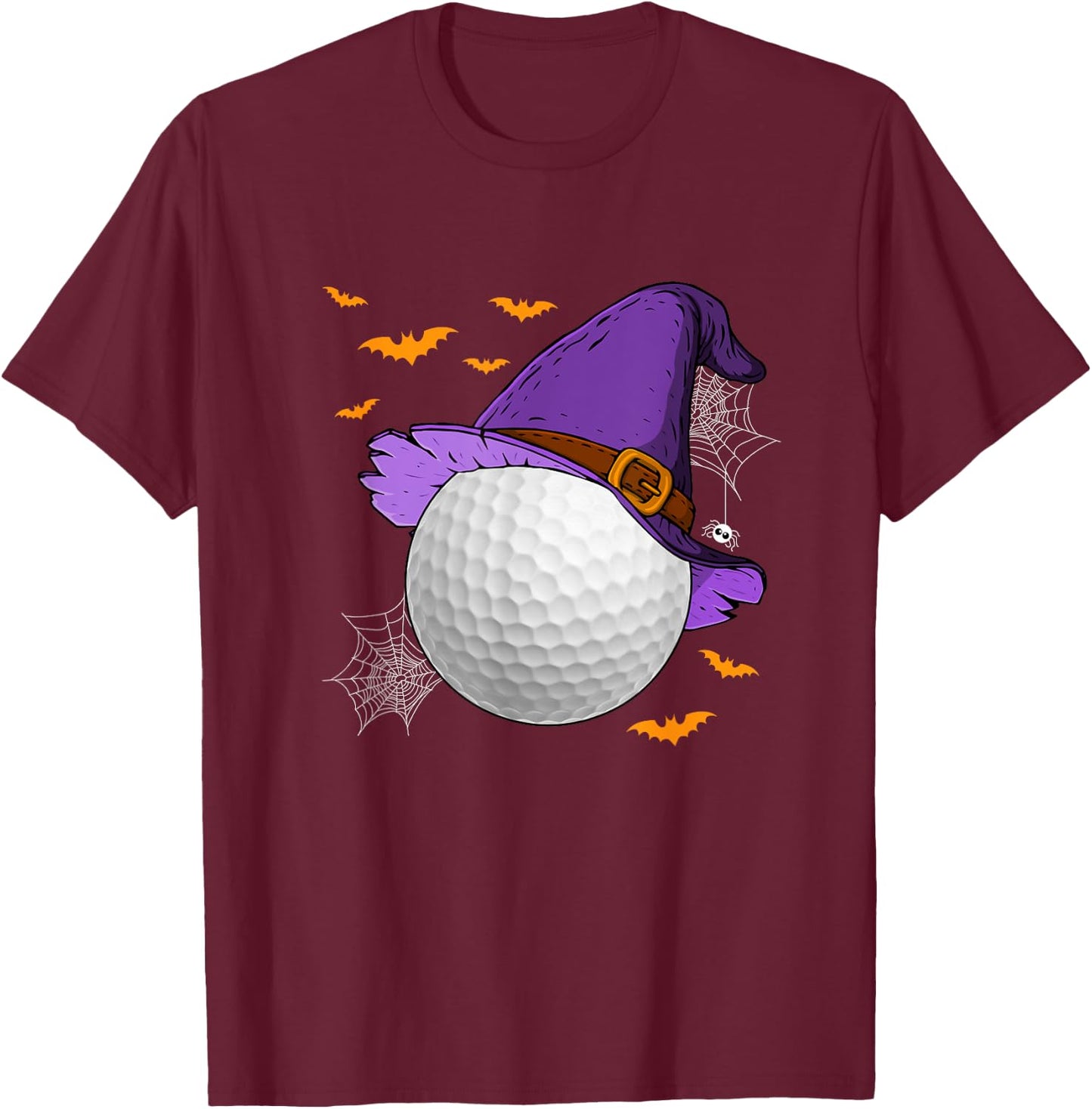 Golf Ball Witch Hat Pumpkin Spooky Halloween Costume T-Shirt - T-Shirt | Maroon