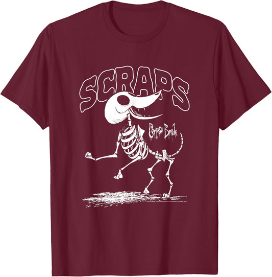 Corpse Bride Scraps Skeleton Dog Movie T-Shirt - T-Shirt | Maroon