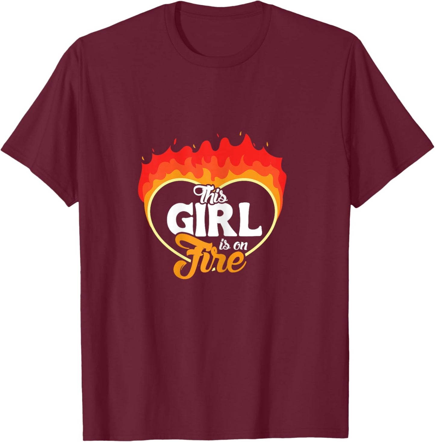 This Girl is On Fire Heart - Emancipation Women Power T-Shirt - T-Shirt | Maroon