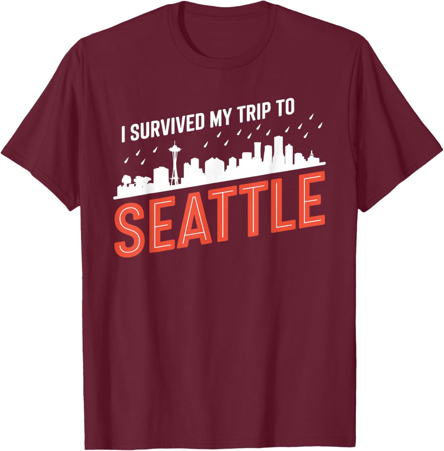 I Survived My Trip To SEATTLE Simple City SEATTLE T-Shirt - T-Shirt | Maroon