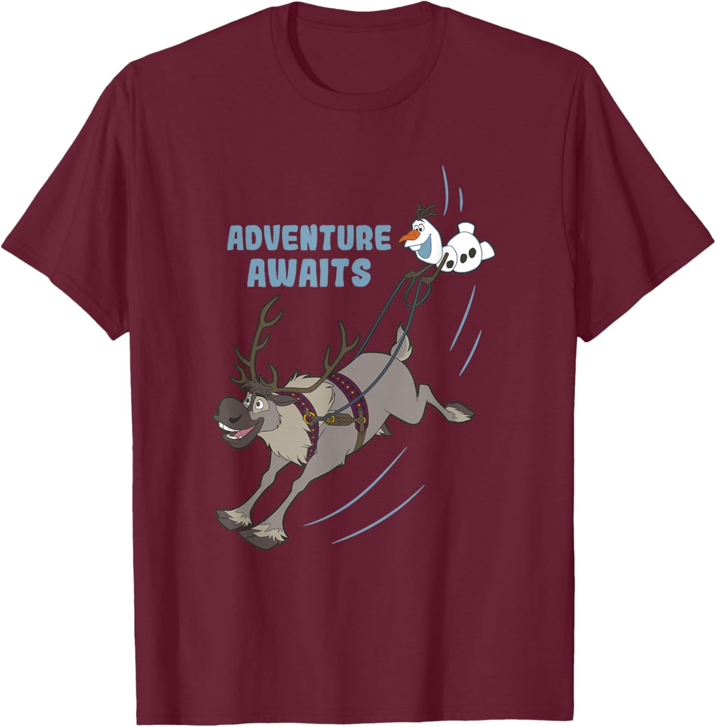 Disney Frozen 2 Happy Olaf & Sven Adventure Awaits Poster T-Shirt - T-Shirt | Maroon