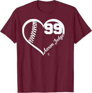 Aaron Judge Heart Number - Apparel T-Shirt - T-Shirt | Maroon