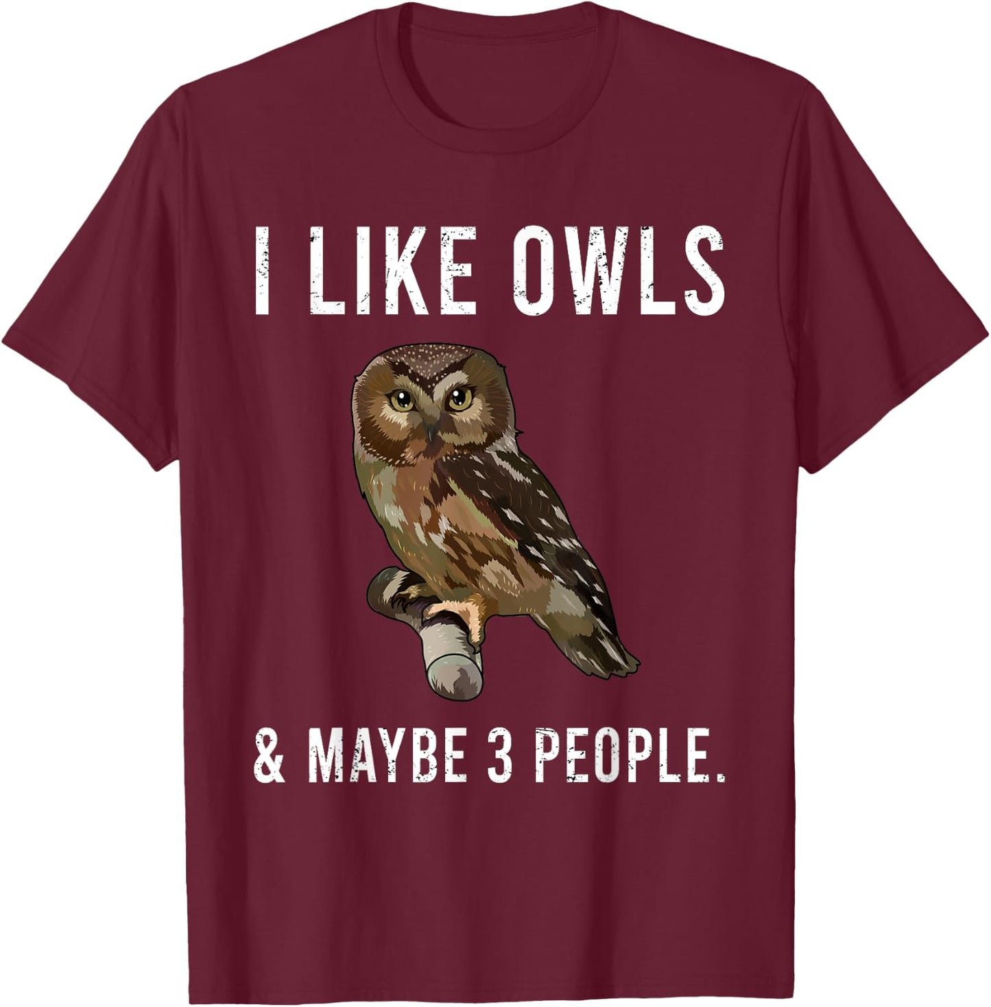 Funny I Like Northern Saw-whet Owls And Maybe 3 People T-Shirt - T-Shirt | Maroon