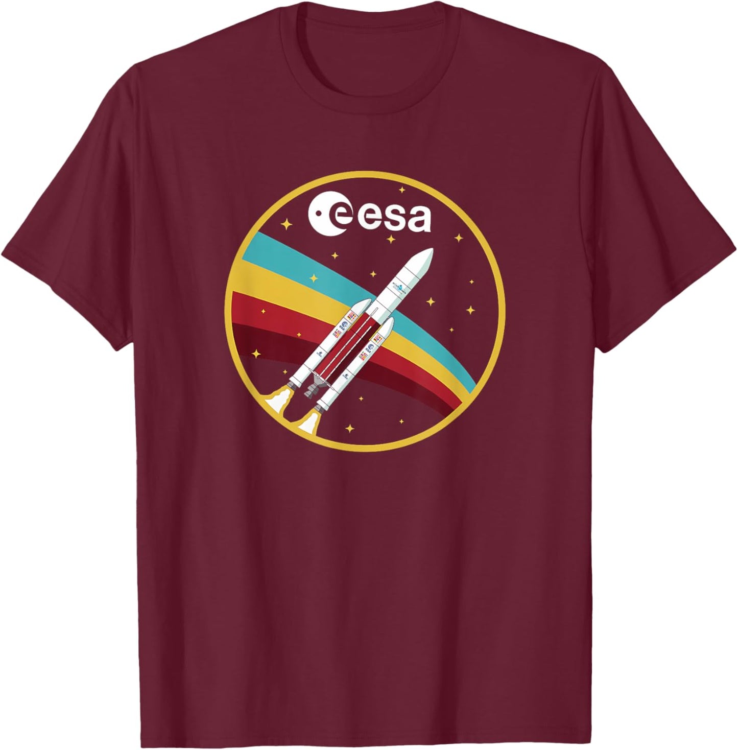 ESA European Space Agency Ariane 5 Rocket Vintage T-Shirt - T-Shirt | Maroon
