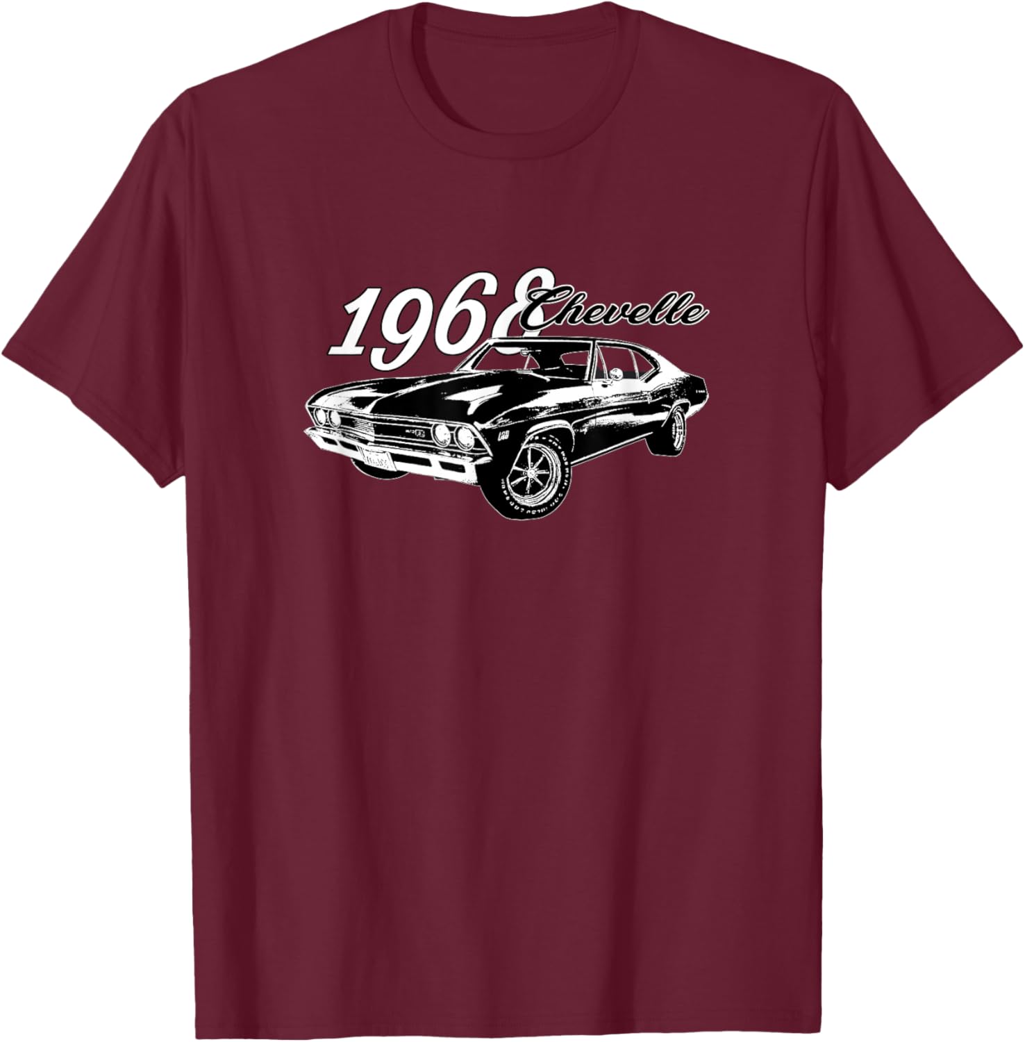 Vintage 1968 Chevelle, Classic American Muscle Car, V8 T-Shirt - T-Shirt | Maroon