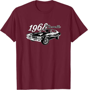 Vintage 1968 Chevelle, Classic American Muscle Car, V8 T-Shirt - T-Shirt | Maroon
