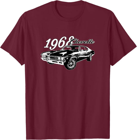 Vintage 1968 Chevelle, Classic American Muscle Car, V8 T-Shirt - T-Shirt | Maroon