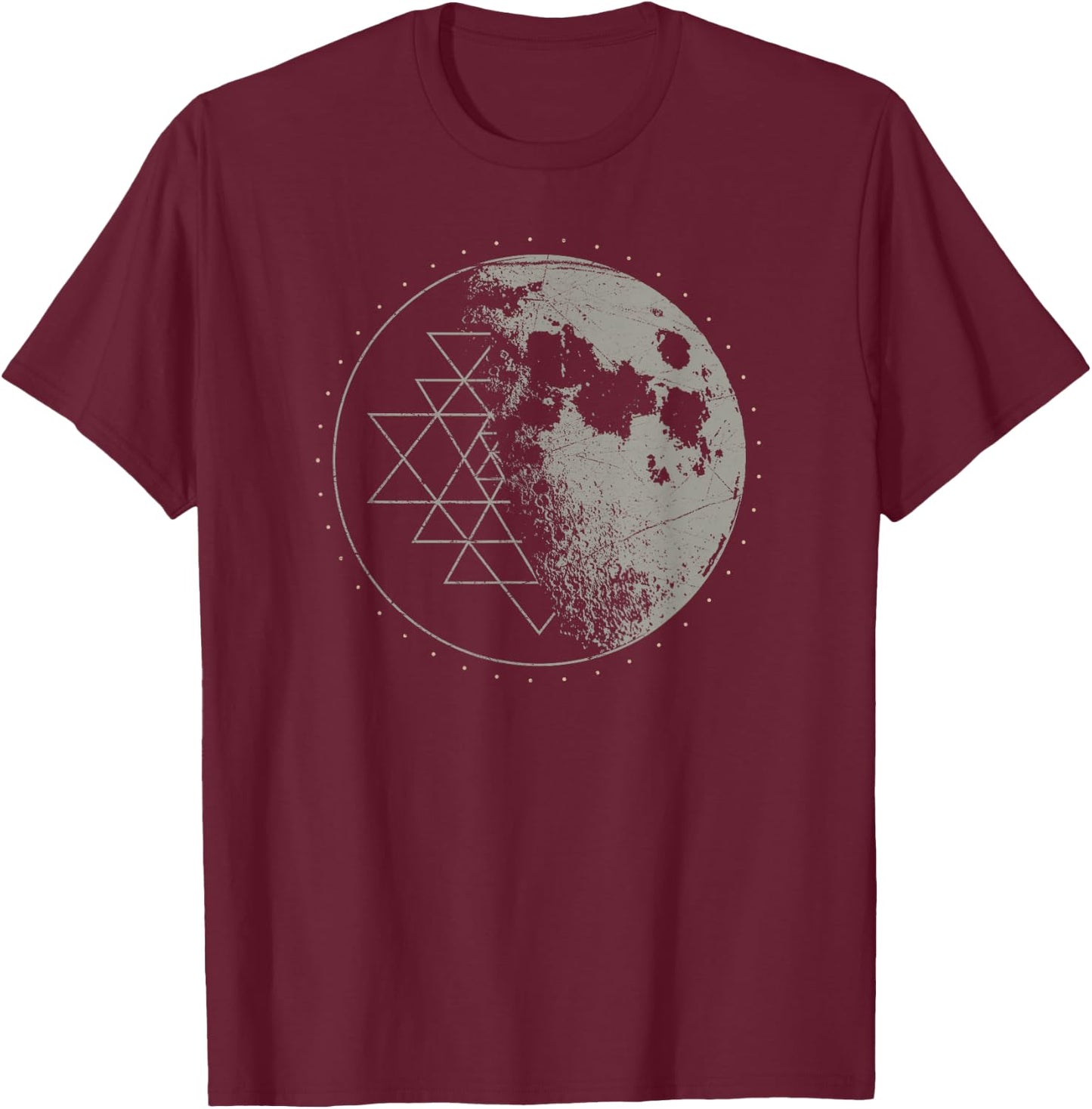 Sacred Geometry Sri Yantra Moon - Psychedelic Vintage Shirt T-Shirt - T-Shirt | Maroon