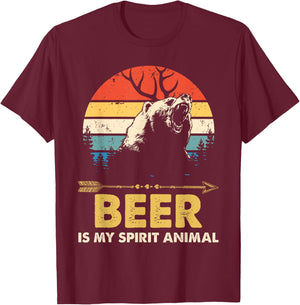 Beer Is My Spirit Animal Bear Deer Beer Gift T-Shirt - T-Shirt | Maroon