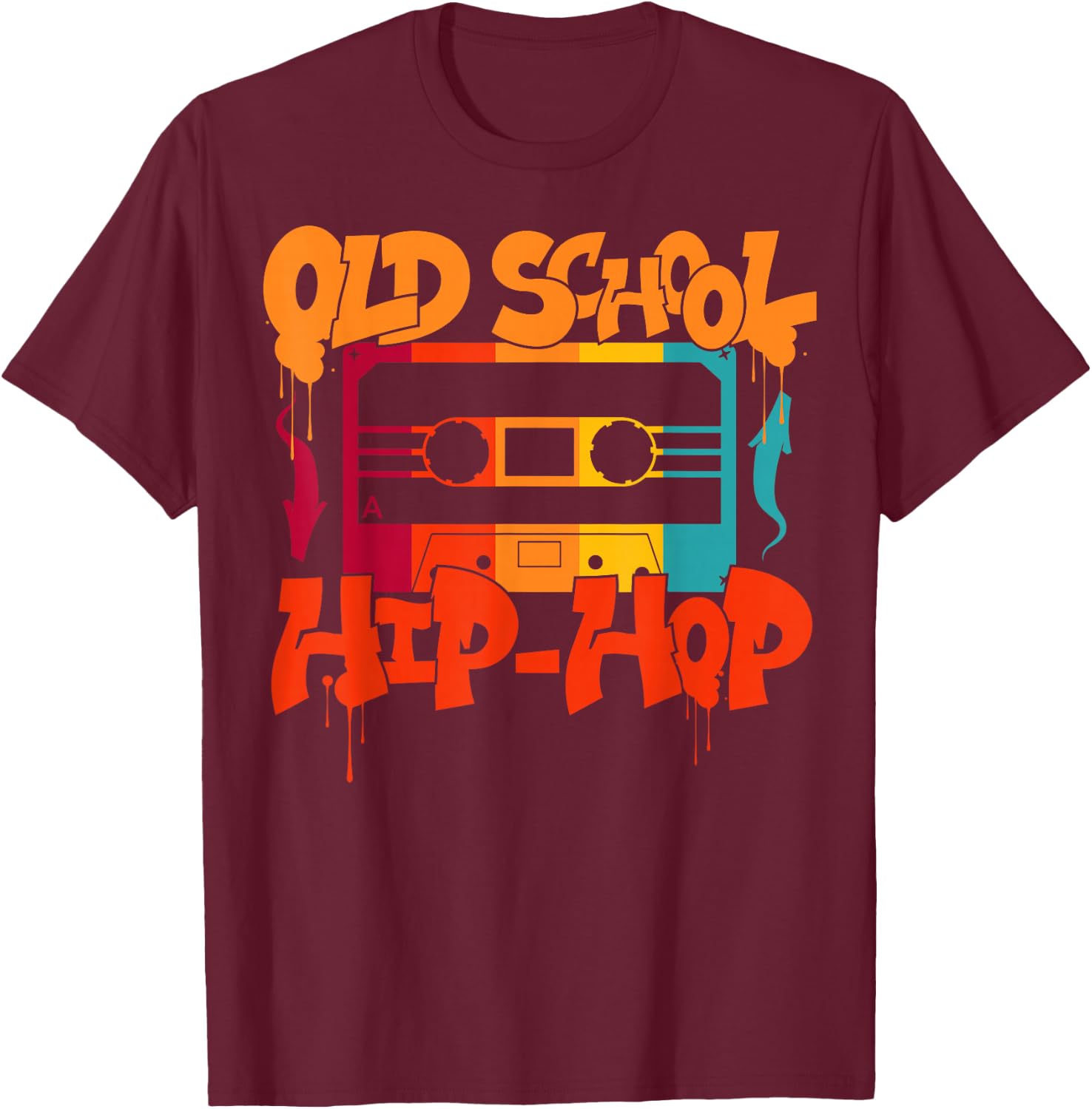 Retro Old School Hip Hop 80s 90s Graffiti Cassette T-Shirt - T-Shirt | Maroon
