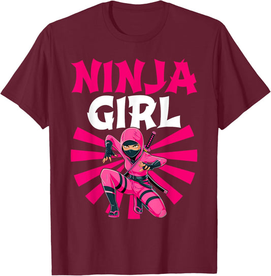 Cool Ninja Art Girls Shinobi Ninja Training Ninja T-Shirt - T-Shirt | Maroon
