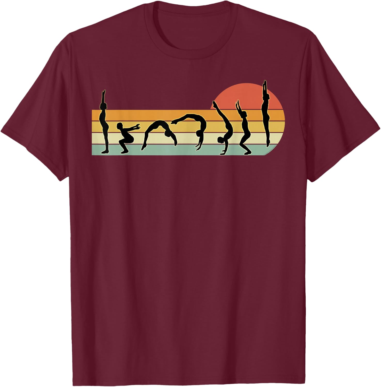 Cool Gymnasts Retro Sunset Girls Gymnastics T-Shirt - T-Shirt | Maroon