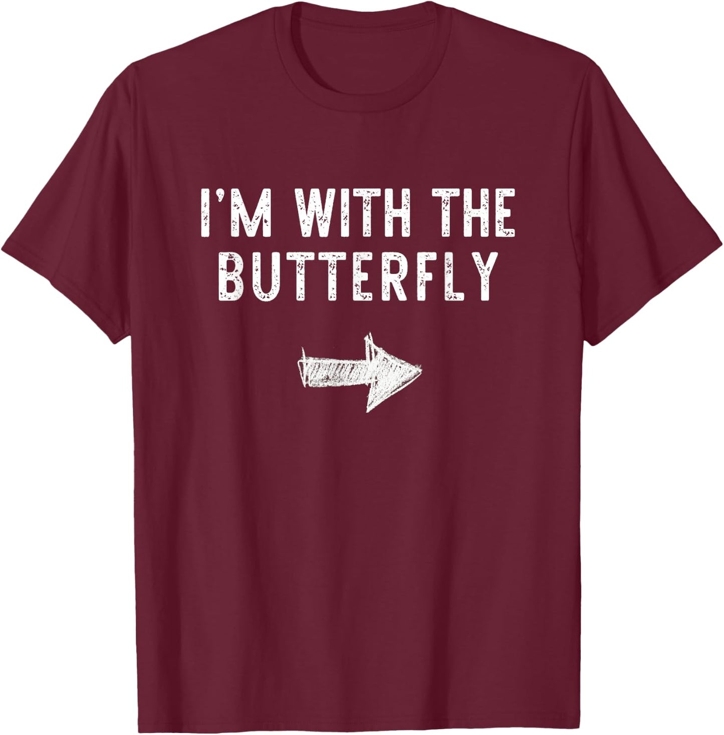 I’m With The Butterfly Halloween Couple Costume Butter-Fly T-Shirt - T-Shirt | Maroon