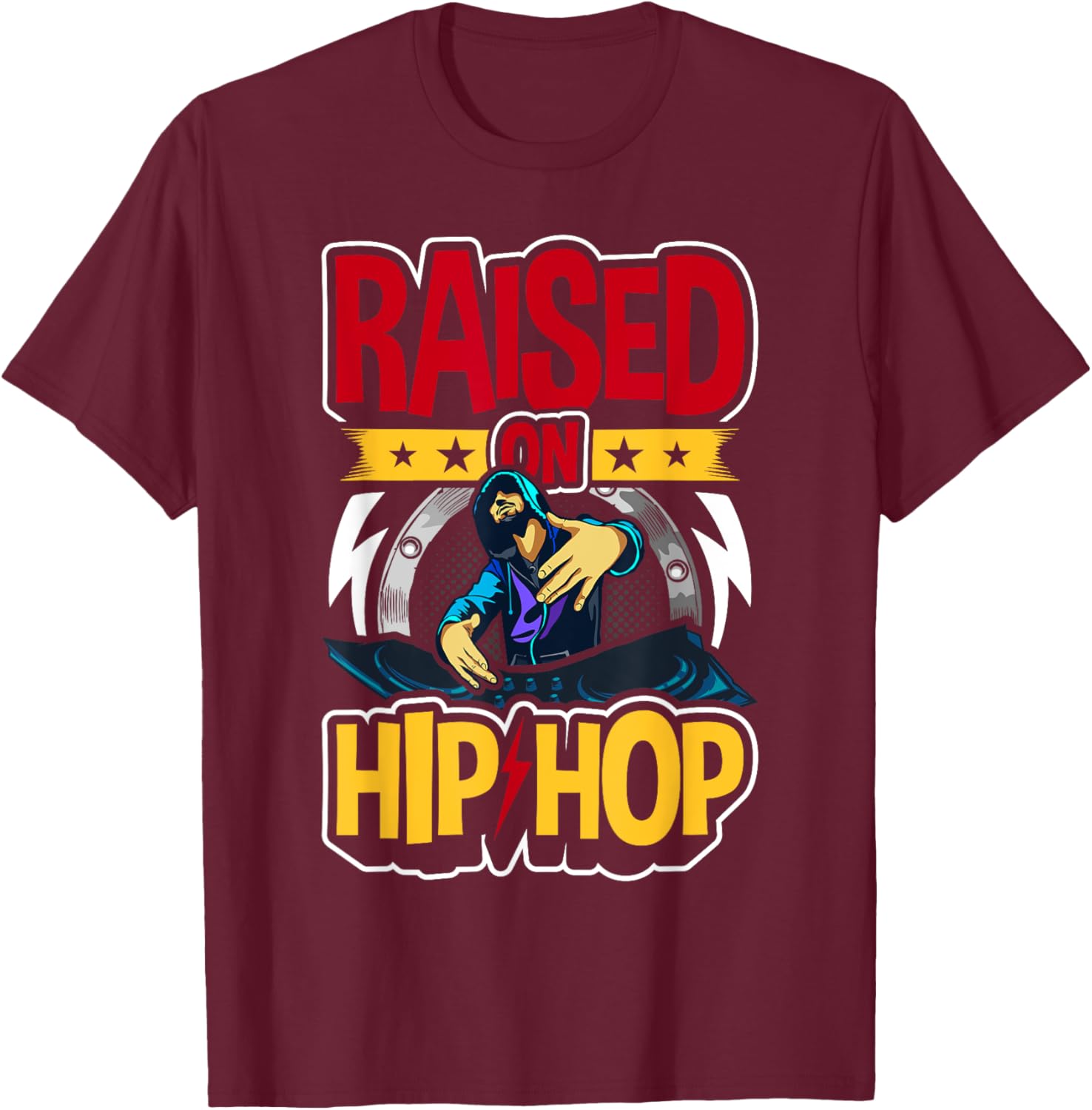Raised On Hip Hop 50th Anniversary DJ 1973-2023 90s Rap T-Shirt - T-Shirt | Maroon