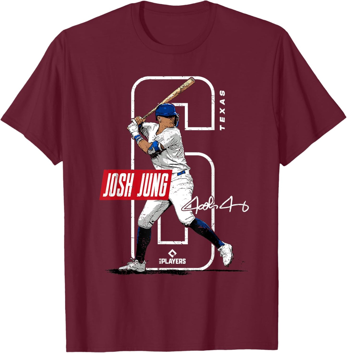 Josh Jung | Texas Baseball Players | MLBJOJ3002 T-Shirt - T-Shirt | Maroon