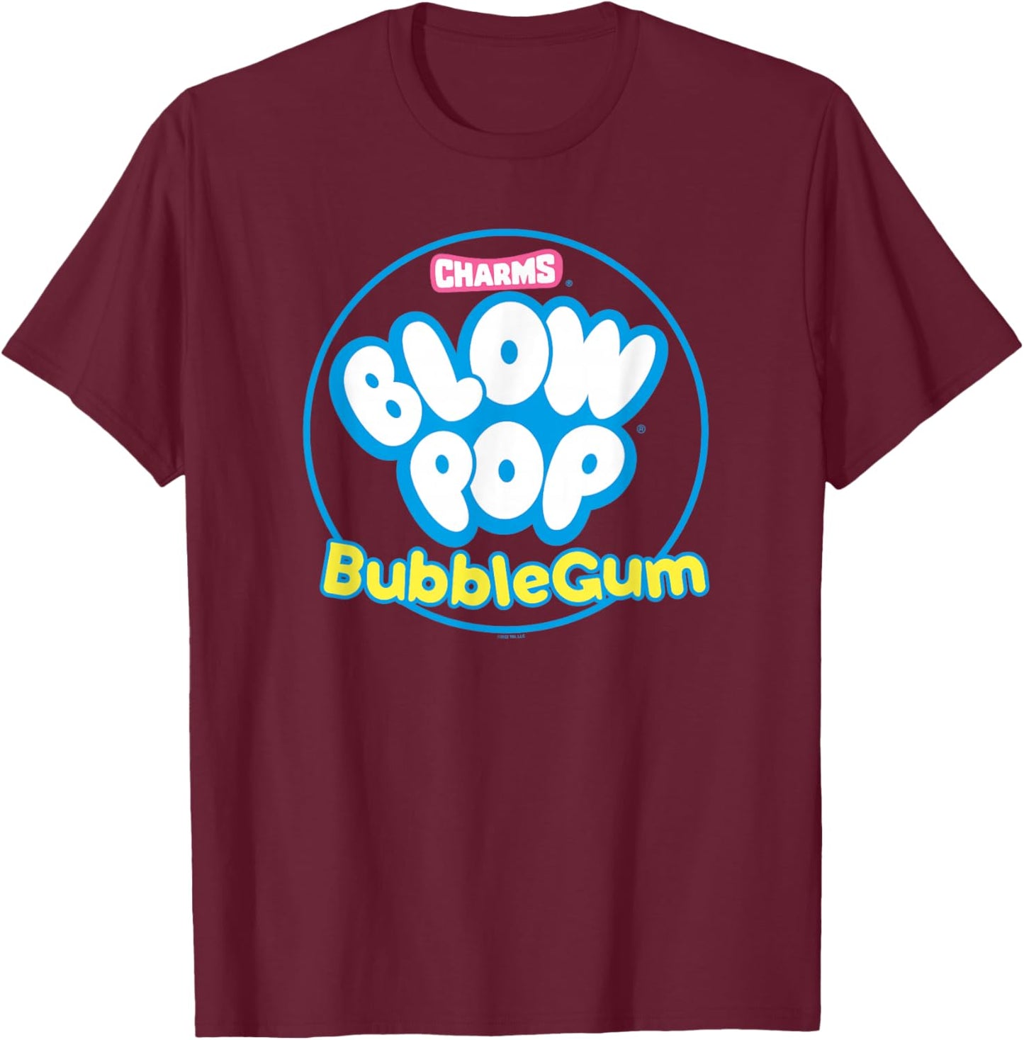 Charms Blow Pop Bubble Gum Circle Logo V-2 T-Shirt - T-Shirt | Maroon