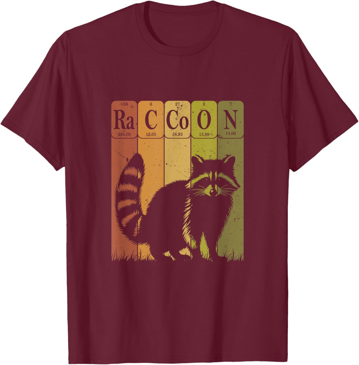 Raccoon Periodic Table of Elements Shirt Chemistry Racoon T-Shirt - T-Shirt | Maroon