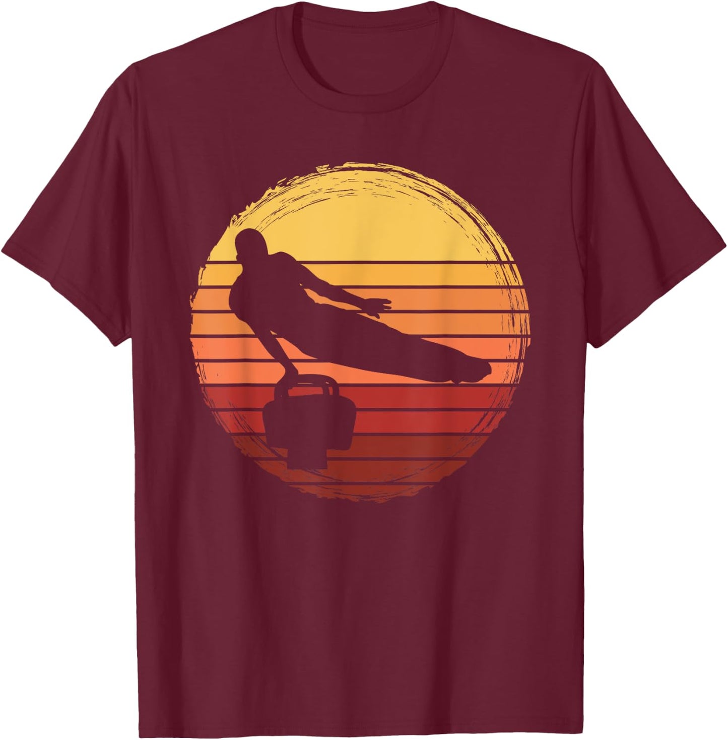 Gymnastics Pommel Horse Guy USA American Flag Sports Team T-Shirt - T-Shirt | Maroon