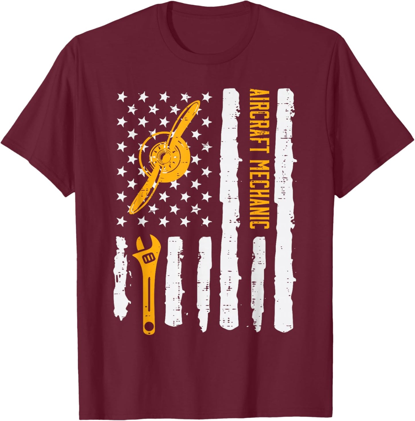 Aircraft Mechanic US Flag 4th Of July Patriot Men Women Kids T-Shirt - T-Shirt | Maroon