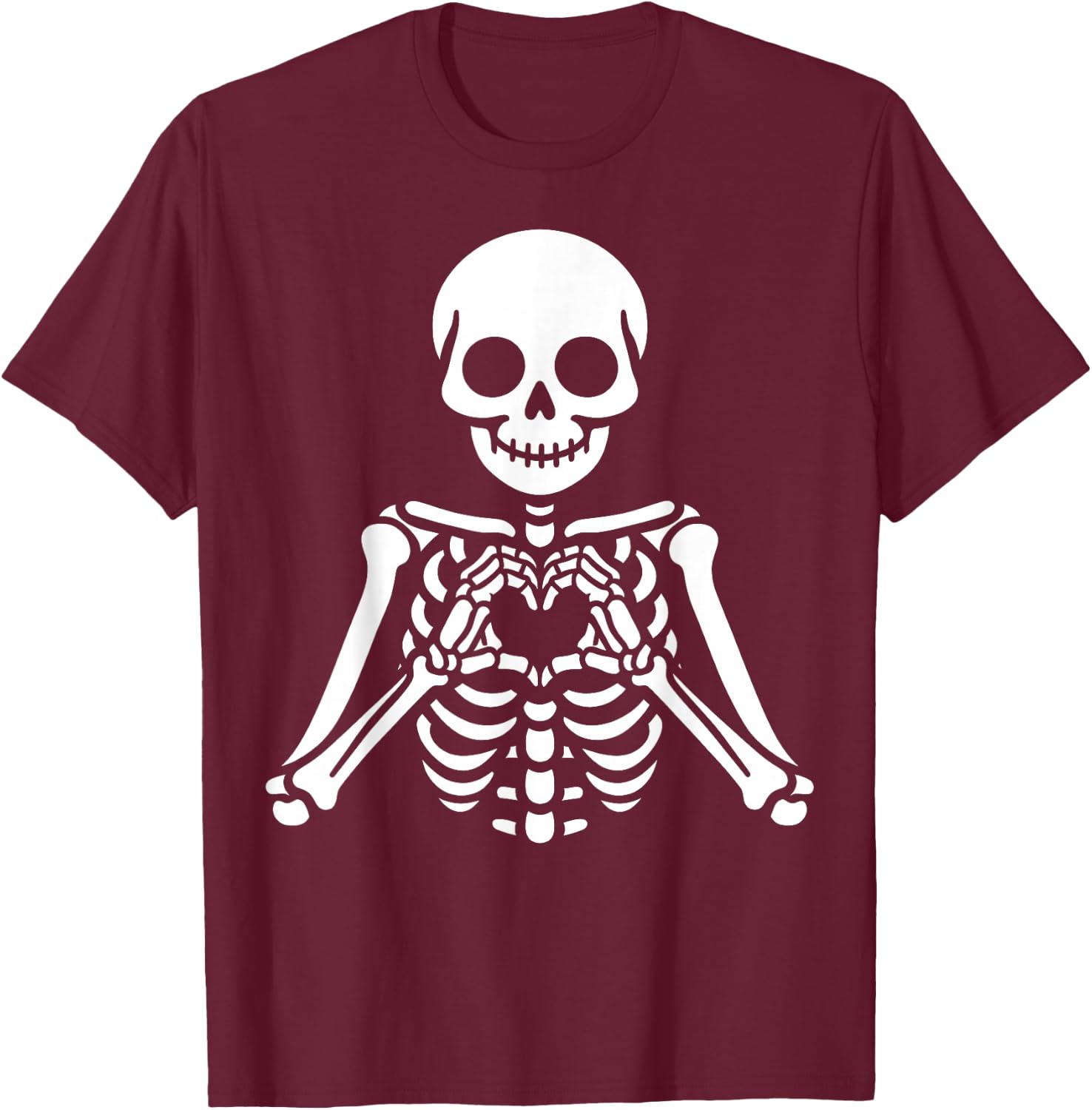 Skeleton Hands Heart Sign Retro Halloween Skeleton Hand Sign T-Shirt - T-Shirt | Maroon