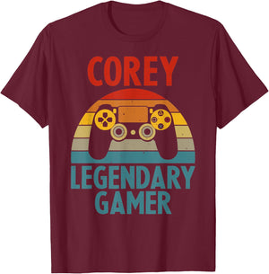 COREY Gift Name Personalized Funny Gaming Geek Birthday T-Shirt - T-Shirt | Maroon