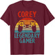 COREY Gift Name Personalized Funny Gaming Geek Birthday T-Shirt - T-Shirt | Maroon