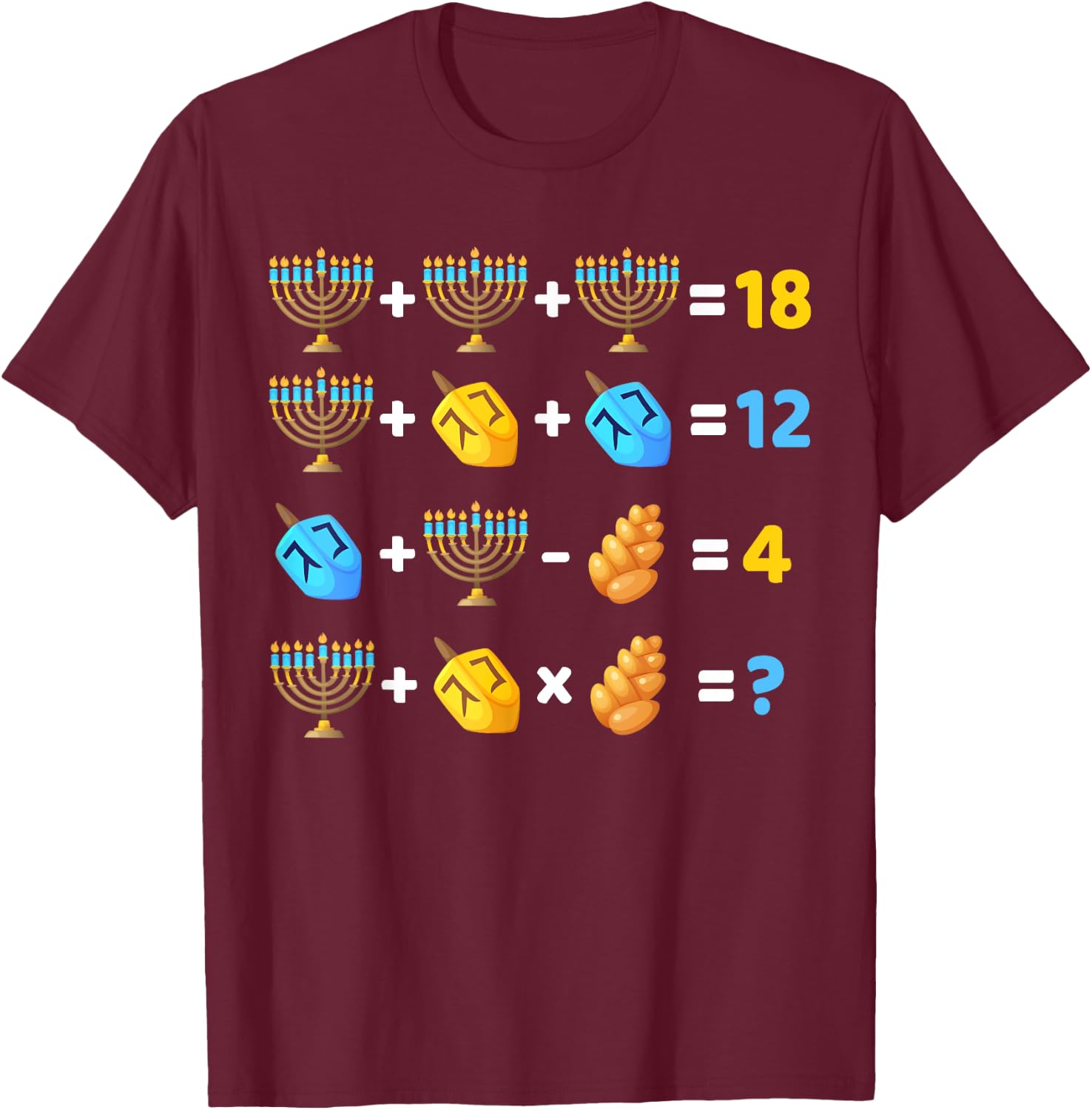 Hanukkah Order of Operations Quiz Math Teacher T-Shirt - T-Shirt | Maroon