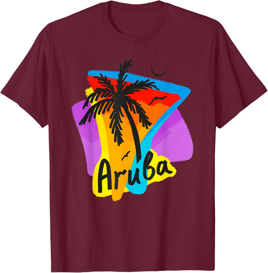 Aruba Palm Bird T-Shirt - T-Shirt | Maroon