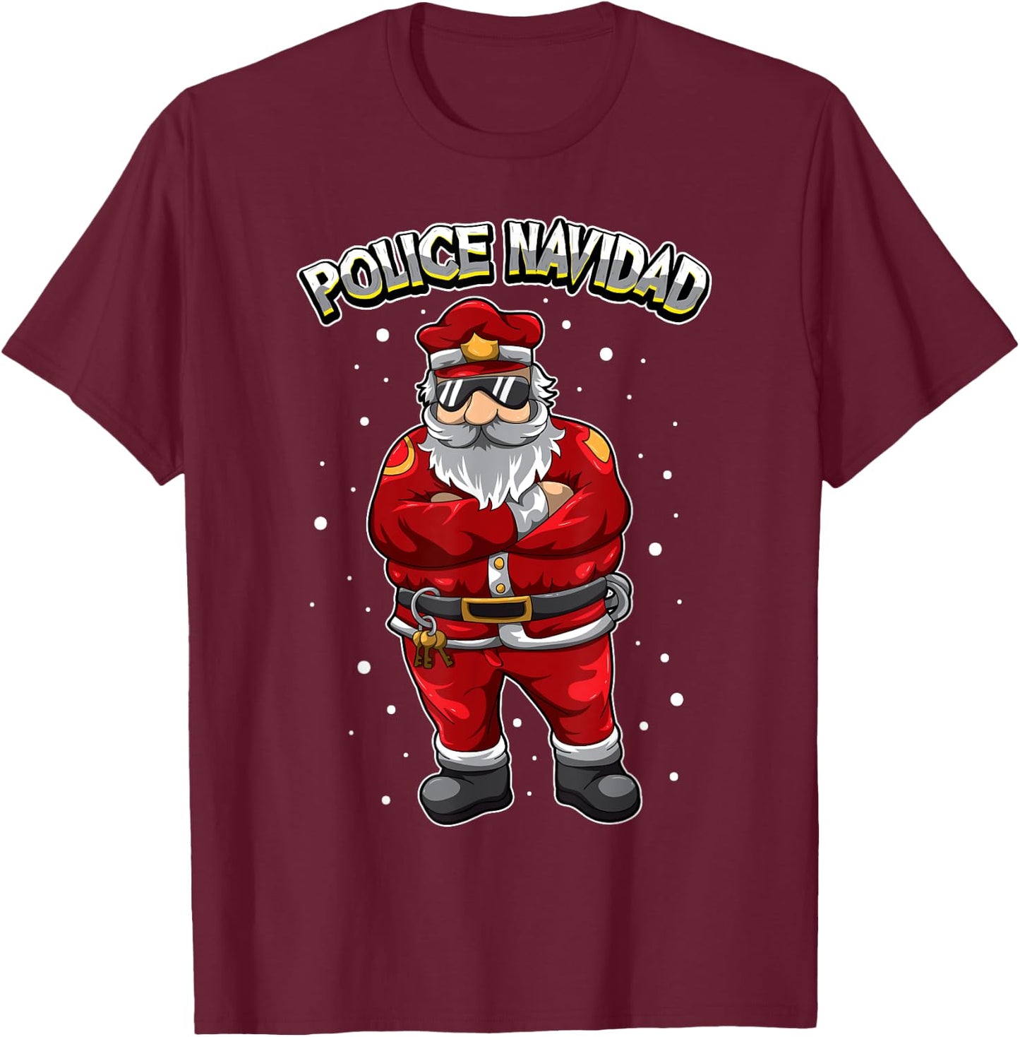 Police Navidad - Felize Navidad - Merry Xmas Officer T-Shirt - T-Shirt | Maroon