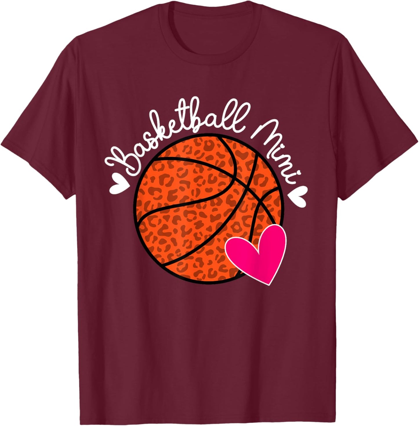 Basketball Mimi Heart Grandma Mimi Of A Basketball Player T-Shirt - T-Shirt | Maroon