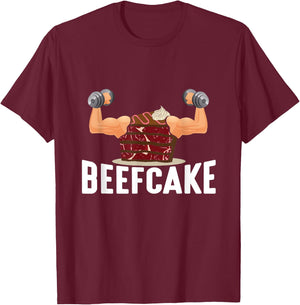 Beefcake Muscle Cake Weight Lifter Bodybuilder Word Game T-Shirt - T-Shirt | Maroon