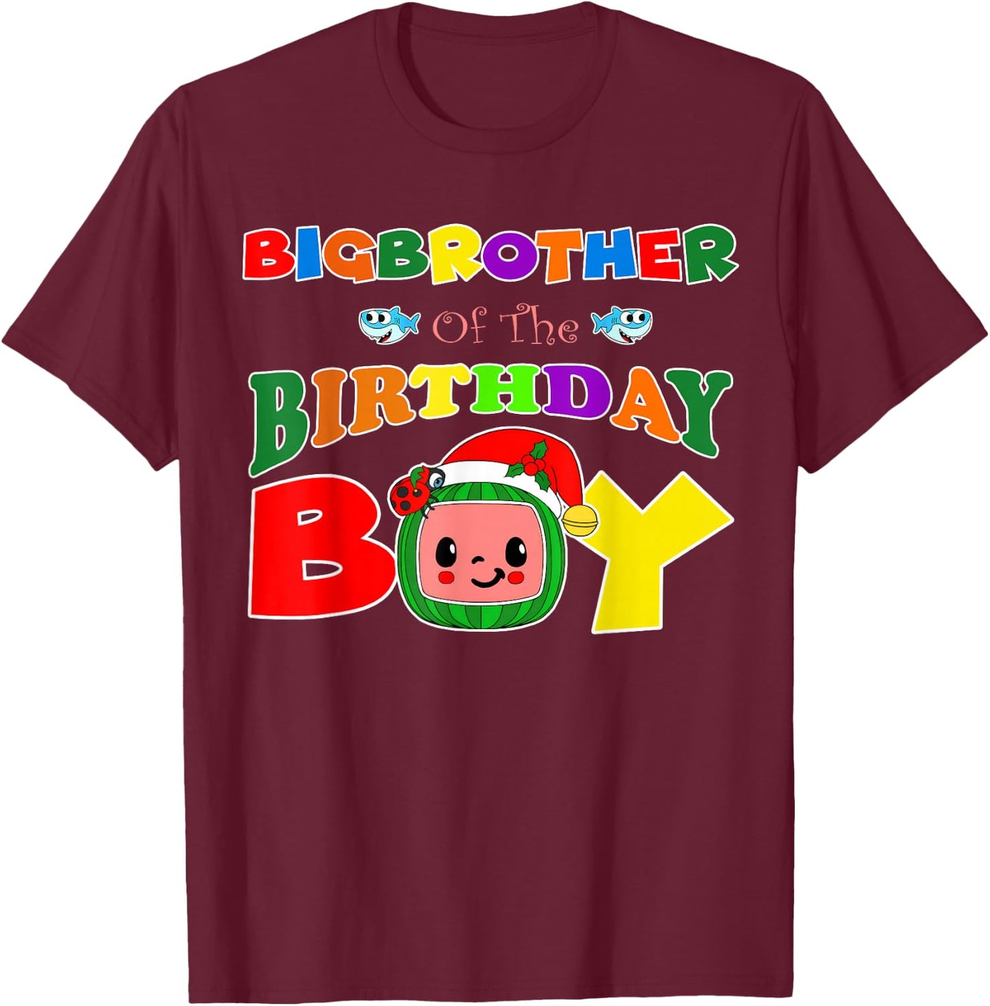 Big Brother Of The Birthday Boy Funny Melon Family Matching T-Shirt - T-Shirt | Maroon