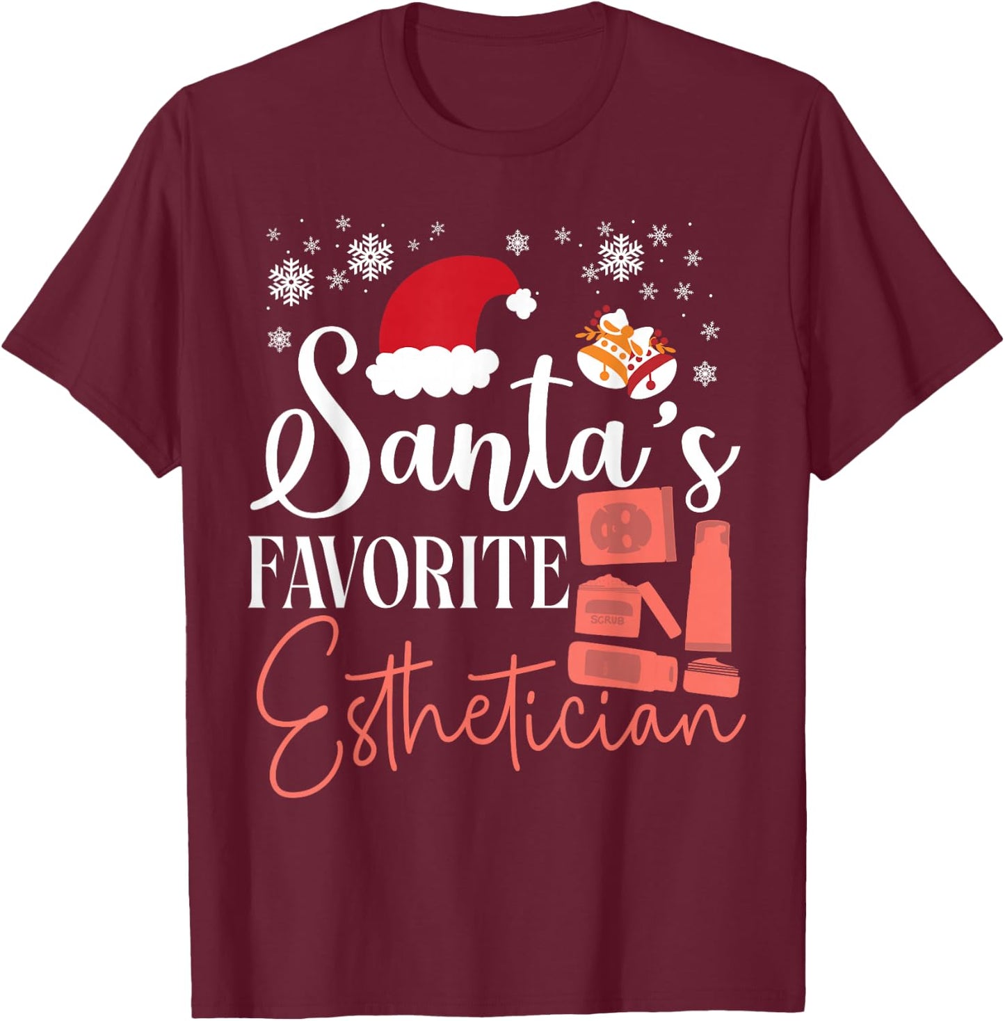 Cute Licensed Esthetician Skincare Beautician Christmas T-Shirt - T-Shirt | Maroon