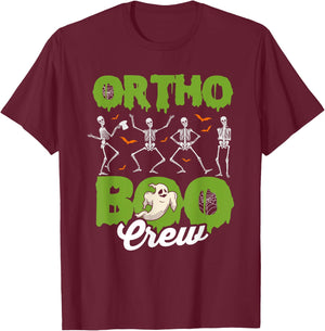 Ortho Squad Spooky Ortho Orthopedic Halloween Boo Crew T-Shirt - T-Shirt | Maroon