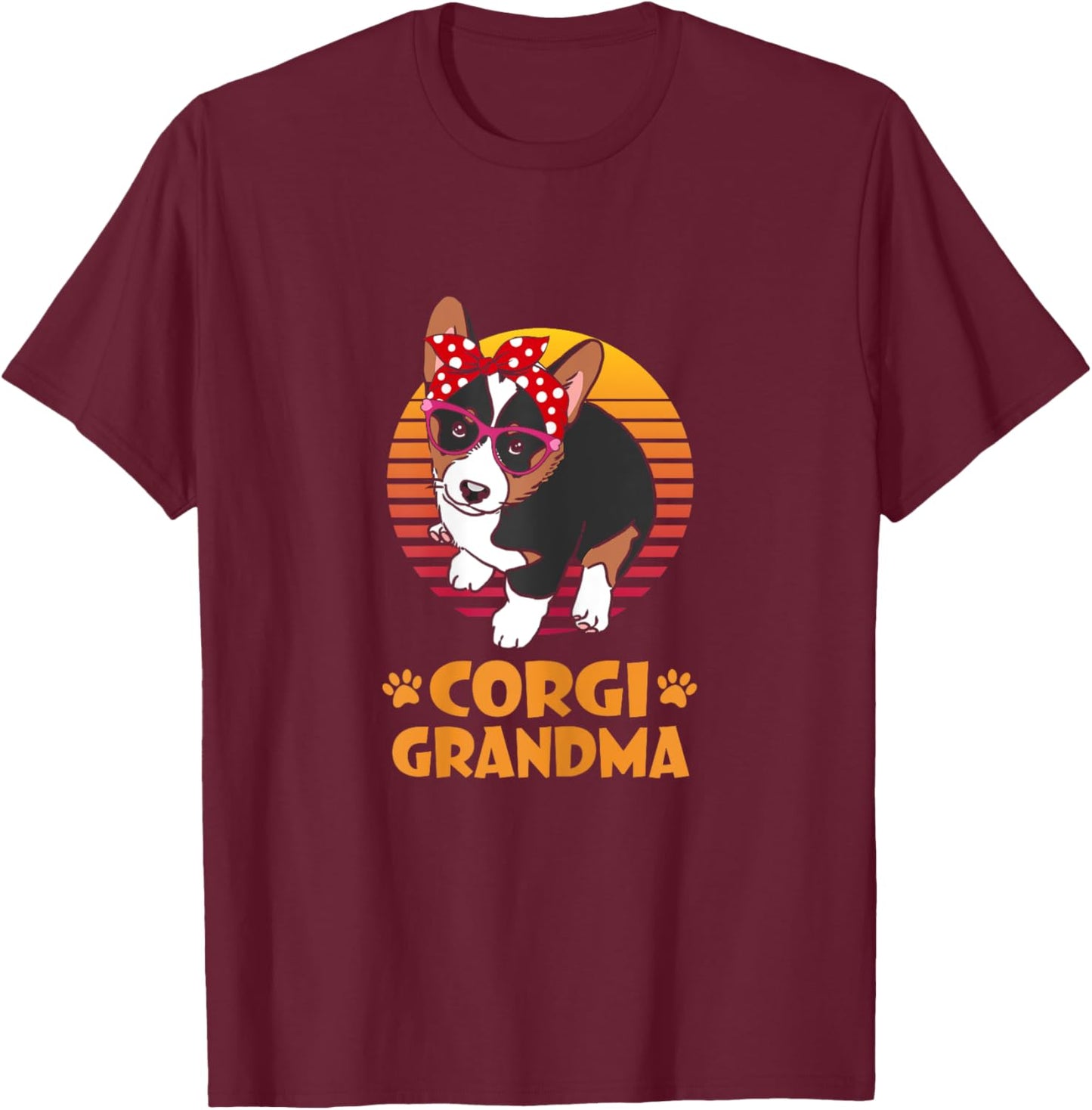 Retro Bandana Tricolor Corgi Dog Grandma Mothers Day Women T-Shirt - T-Shirt | Maroon