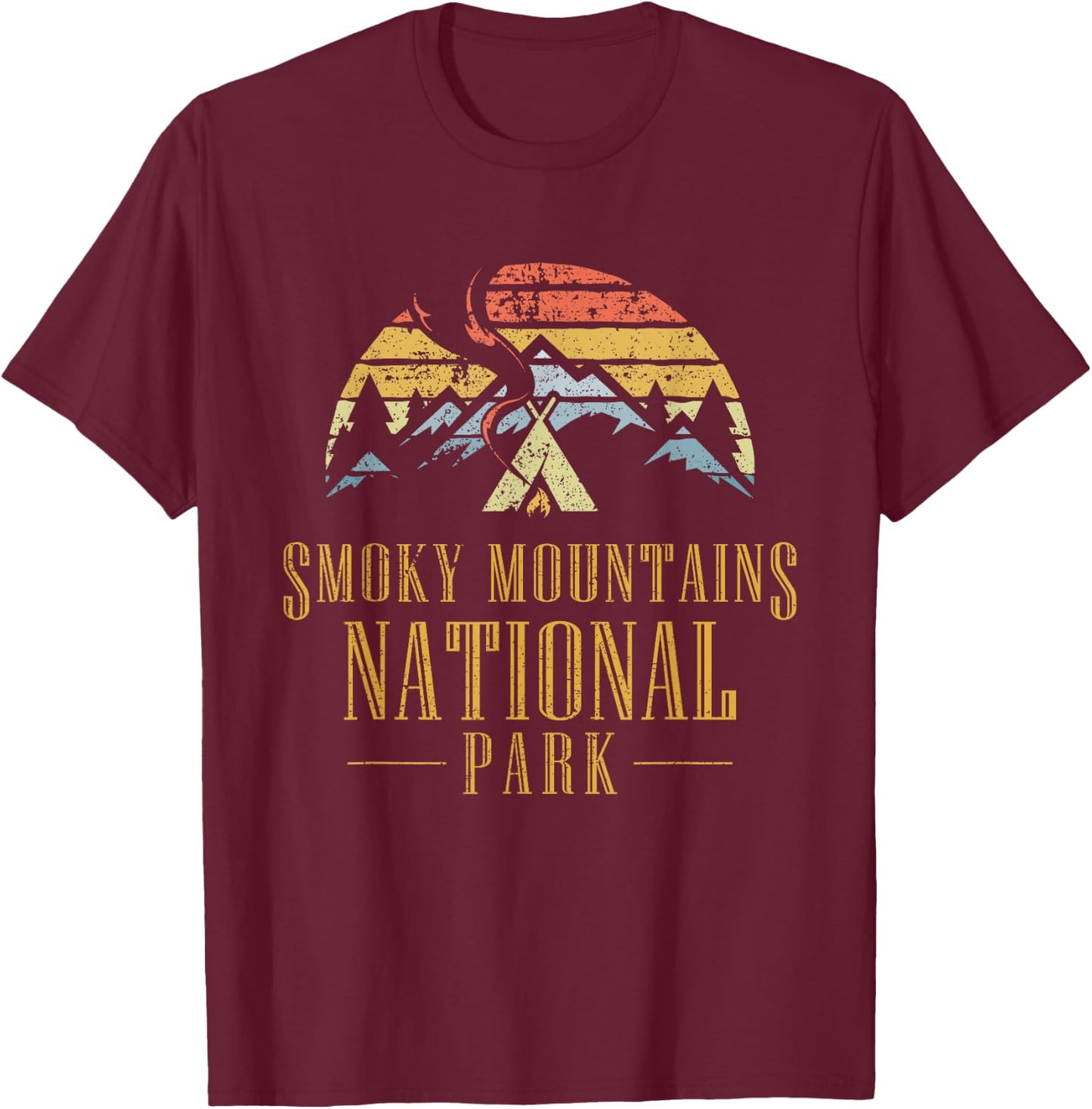 Great Smoky Mountains National Park Camping Hiking T Shirt T-Shirt - T-Shirt | Maroon