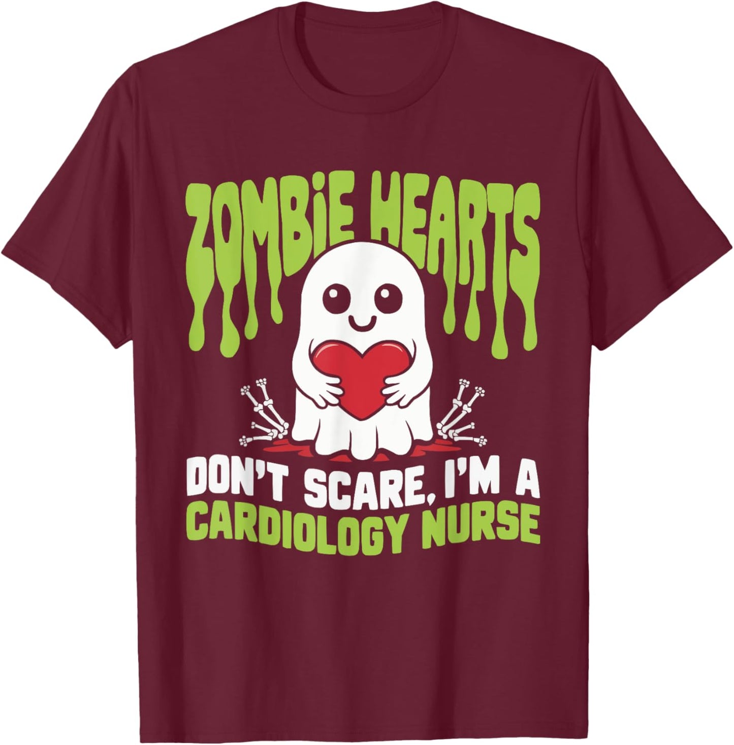 Cardiology Nurse Halloween Spooky Nursing Trick Or Treat T-Shirt - T-Shirt | Maroon