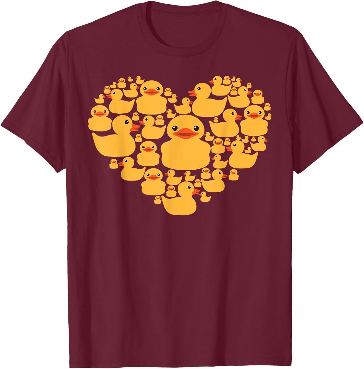 Funny Rubber Duck Gift Women Cool Rubber Ducks Heart T-Shirt - T-Shirt | Maroon