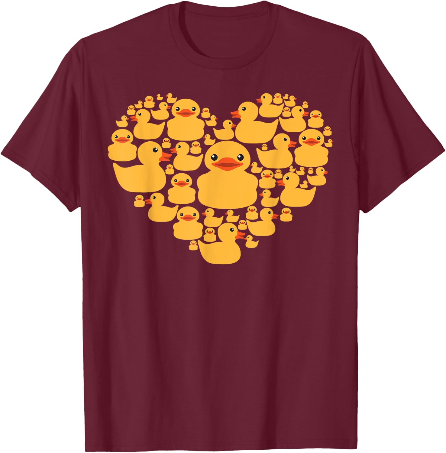 Funny Rubber Duck Gift Women Cool Rubber Ducks Heart T-Shirt - T-Shirt | Maroon
