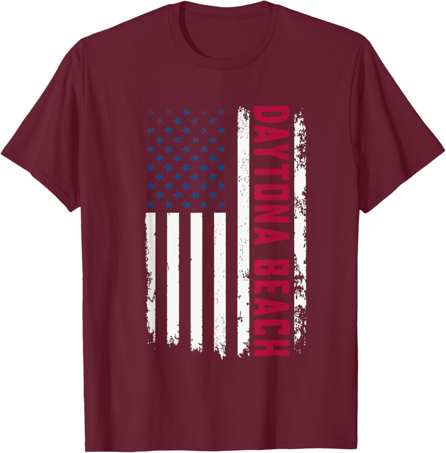 Daytona Beach USA Flag Patriotic American Daytona Beach Men T-Shirt - T-Shirt | Maroon